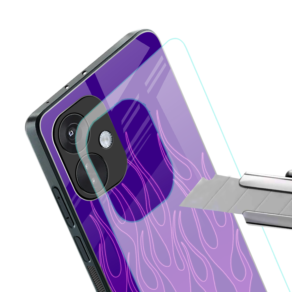 y2k magenta flames back phone cover | glass case for oneplus nord ce 3