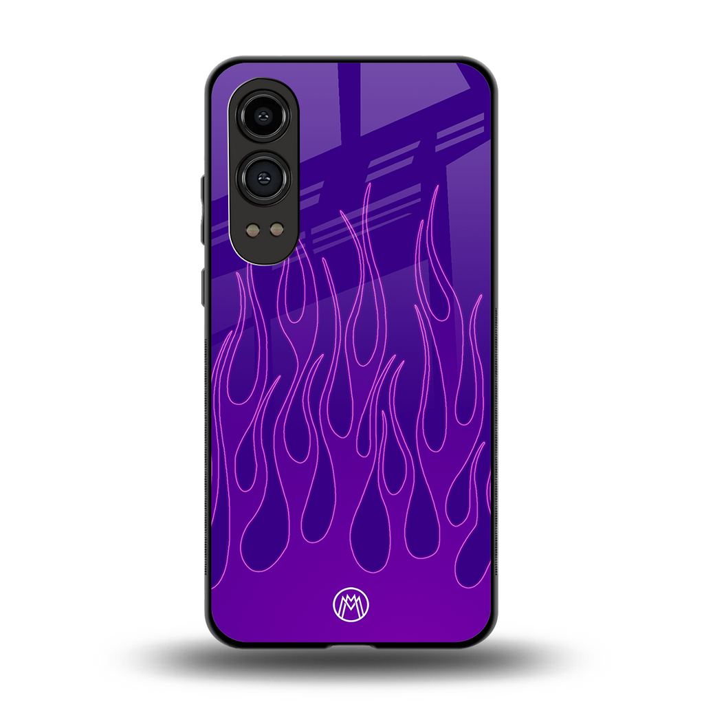 y2k magenta flames back phone cover | glass case for oneplus nord ce 4 lite