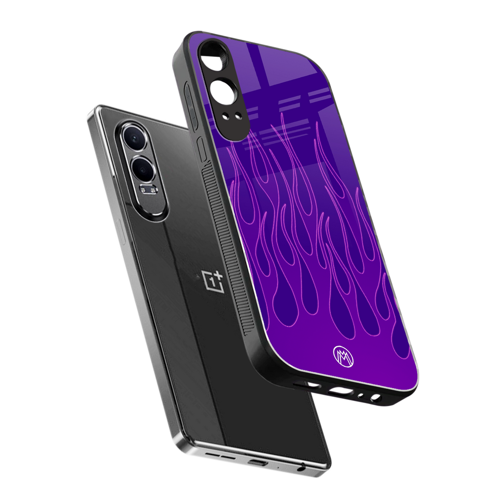 y2k magenta flames back phone cover | glass case for oneplus nord ce 4 lite