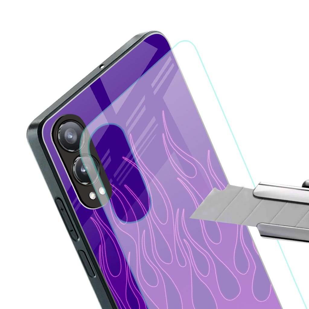 y2k magenta flames back phone cover | glass case for oneplus nord ce 4 lite