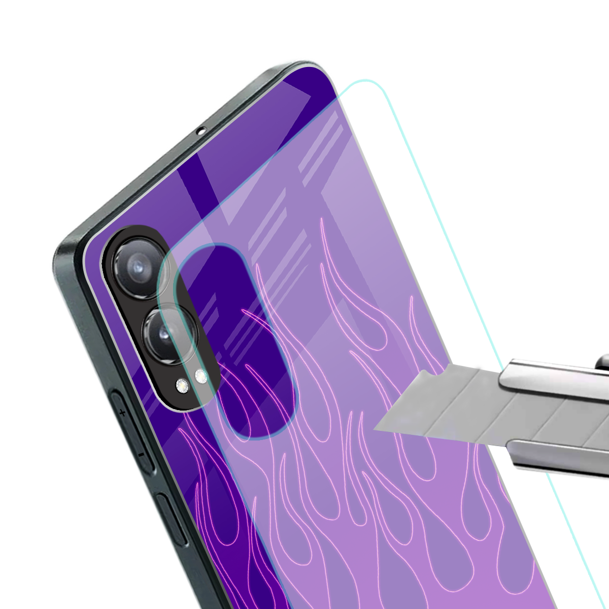 y2k magenta flames back phone cover | glass case for oneplus nord ce 4 lite