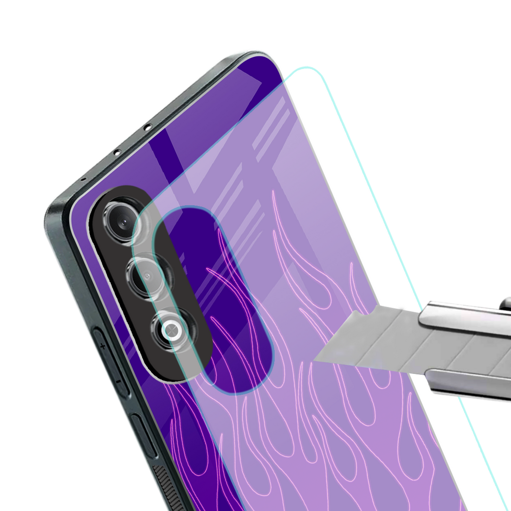 y2k magenta flames back phone cover | glass case for oneplus nord ce 4