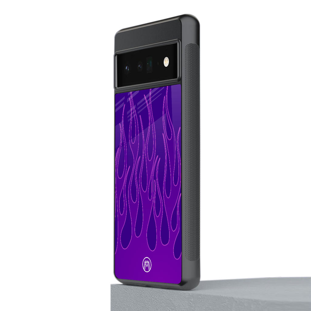y2k magenta flames back phone cover | glass case for google pixel 6 pro