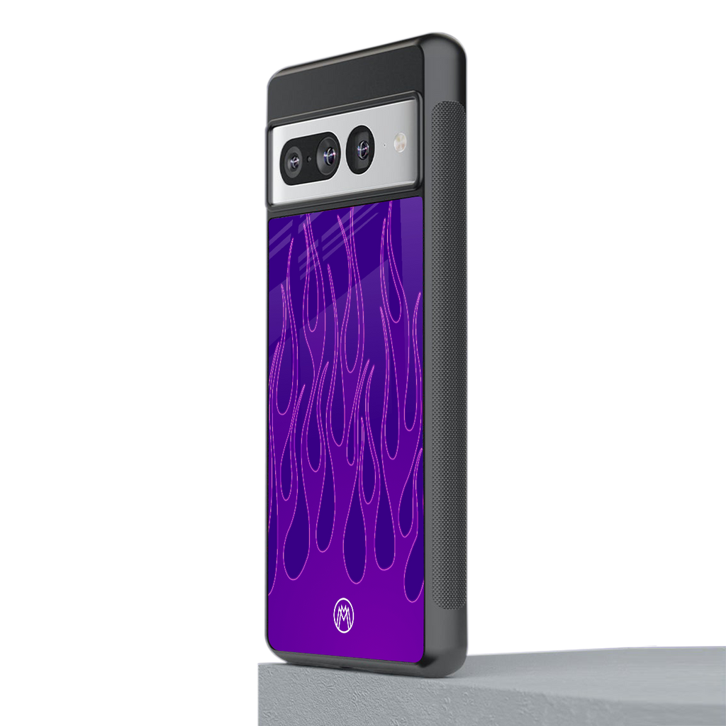 y2k magenta flames back phone cover | glass case for google pixel 7 pro