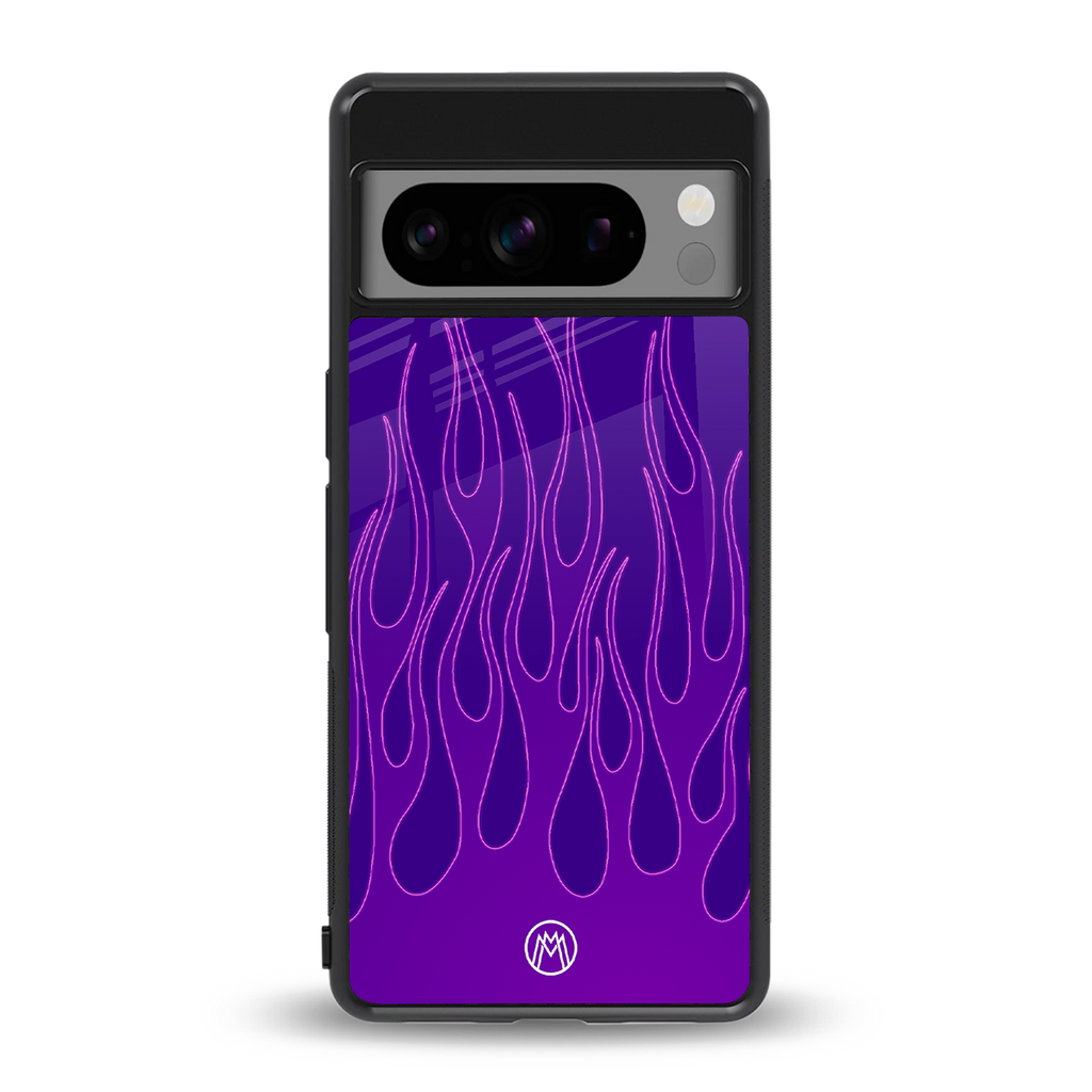 y2k magenta flames back phone cover | glass case for google pixel 8 pro