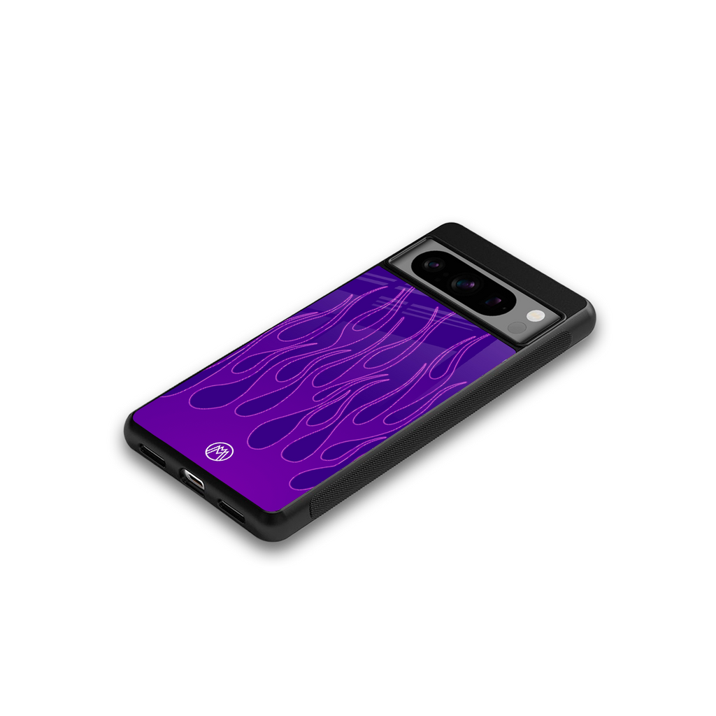 y2k magenta flames back phone cover | glass case for google pixel 8 pro