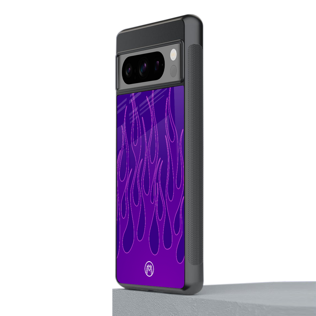 y2k magenta flames back phone cover | glass case for google pixel 8 pro