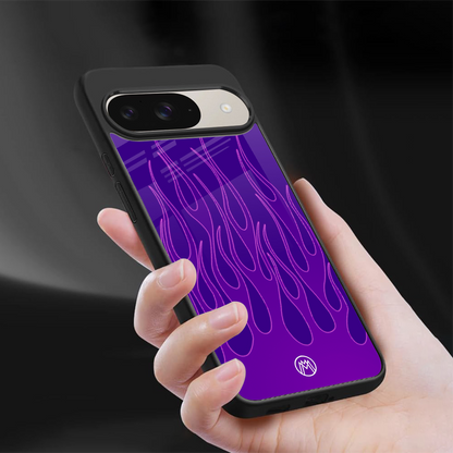y2k magenta flames back phone cover | glass case for google pixel 9