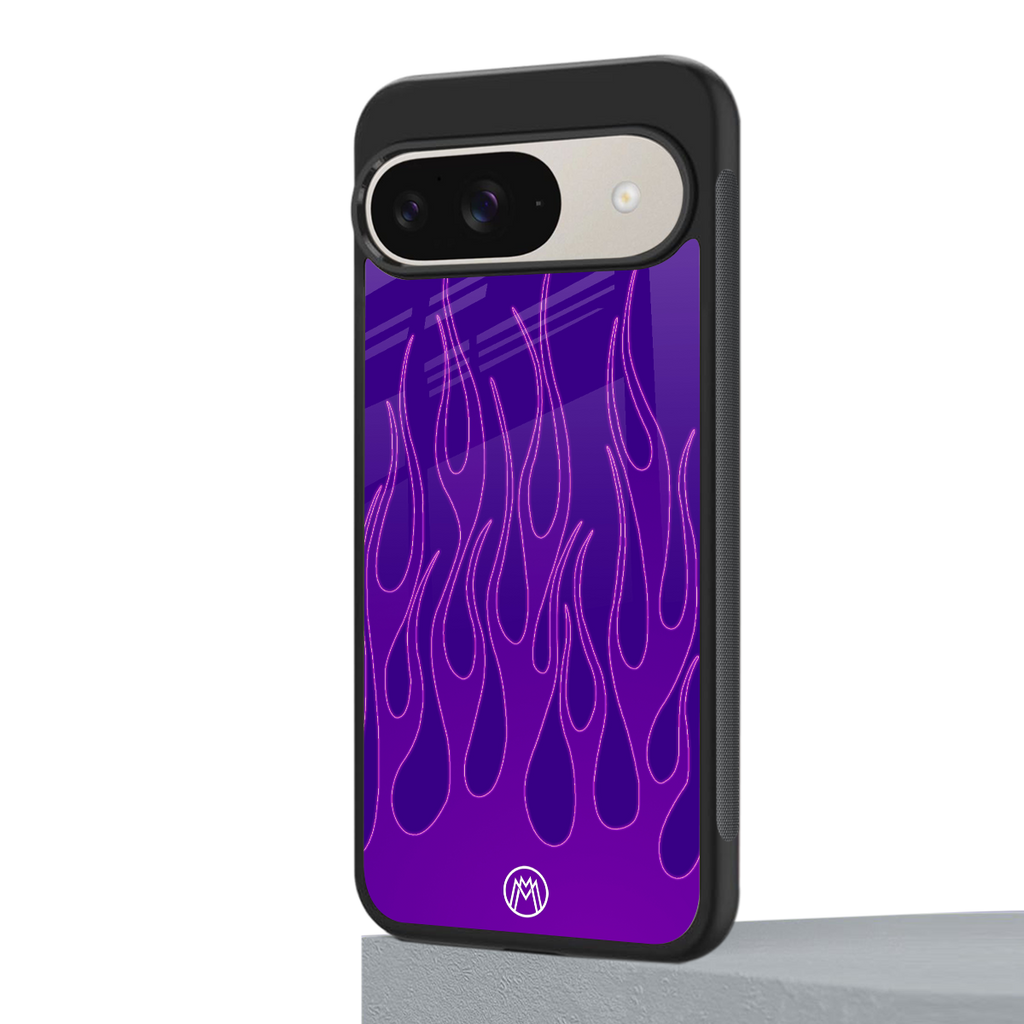 y2k magenta flames back phone cover | glass case for google pixel 9