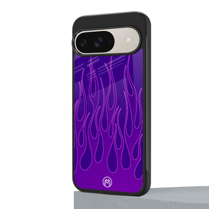 y2k magenta flames back phone cover | glass case for google pixel 9