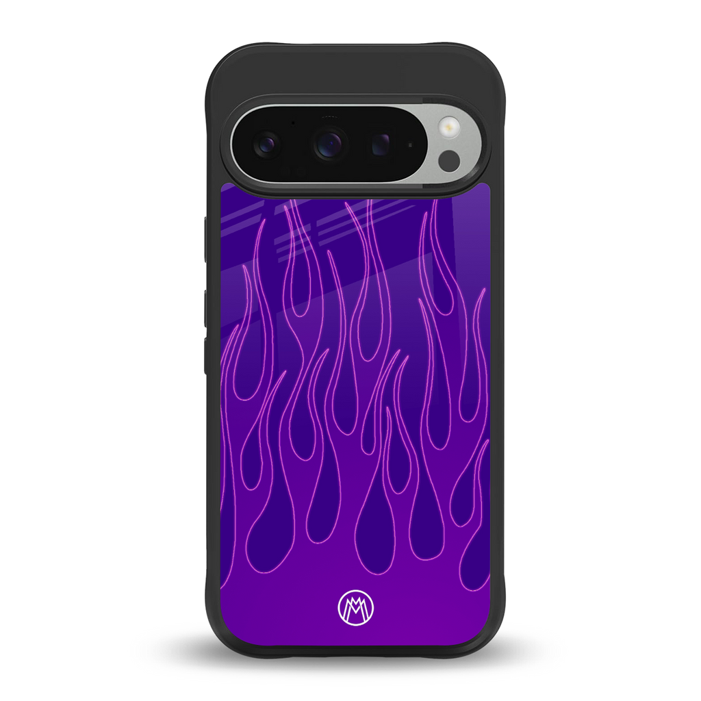 y2k magenta flames back phone cover | glass case for google pixel 9 pro