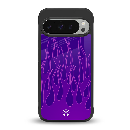 y2k magenta flames back phone cover | glass case for google pixel 9 pro xl