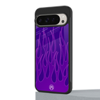 y2k magenta flames back phone cover | glass case for google pixel 9 pro