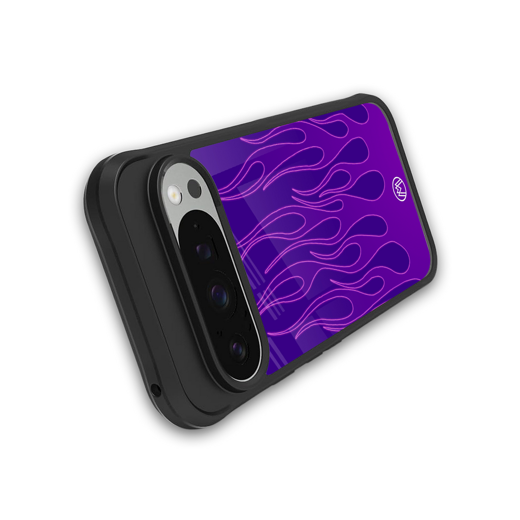 y2k magenta flames back phone cover | glass case for google pixel 9 pro