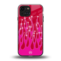 y2k magenta glittery flames back phone cover | glass case for iphone 13 mini