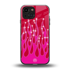 y2k magenta glittery flames back phone cover | glass case for iphone 13 mini