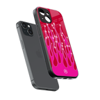 y2k magenta glittery flames back phone cover | glass case for iphone 13 mini