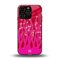y2k magenta glittery flames back phone cover | glass case for iphone 13 pro