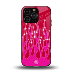 y2k magenta glittery flames back phone cover | glass case for iphone 13 pro