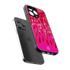 y2k magenta glittery flames back phone cover | glass case for iphone 13 pro