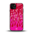 y2k magenta glittery flames back phone cover | glass case for iphone 13