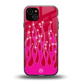y2k magenta glittery flames back phone cover | glass case for iphone 14 plus