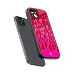 y2k magenta glittery flames back phone cover | glass case for iphone 15 plus