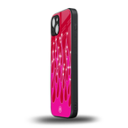 y2k magenta glittery flames back phone cover | glass case for iphone 14 plus
