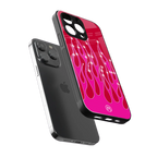 y2k magenta glittery flames back phone cover | glass case for iphone 14 pro max