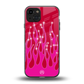 y2k magenta glittery flames back phone cover | glass case for iphone 15