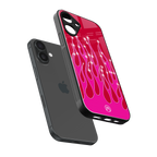 y2k magenta glittery flames back phone cover | glass case for iphone 16 plus