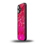 y2k magenta glittery flames back phone cover | glass case for iphone 16 plus