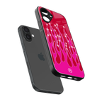 y2k magenta glittery flames back phone cover | glass case for iphone 16