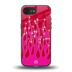 y2k magenta glittery flames back phone cover | glass case for iphone 16e