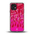 y2k magenta glittery flames back phone cover | glass case for nothing phone 1