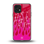 y2k magenta glittery flames back phone cover | glass case for nothing phone 1