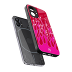 y2k magenta glittery flames back phone cover | glass case for nothing phone 1