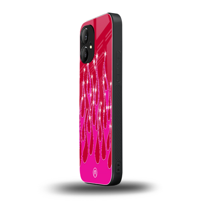 y2k magenta glittery flames back phone cover | glass case for nothing phone 1