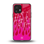 y2k magenta glittery flames back phone cover | glass case for nothing phone 2