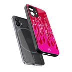 y2k magenta glittery flames back phone cover | glass case for nothing phone 2