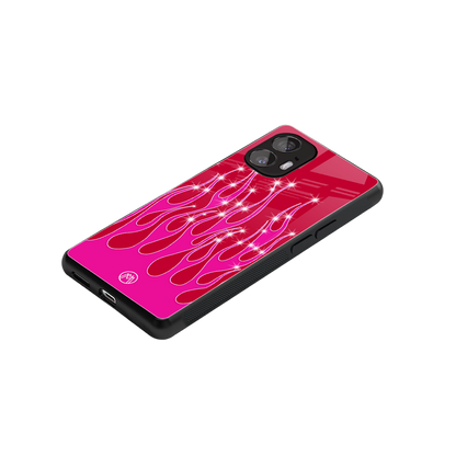y2k magenta glittery flames back phone cover | glass case for nothing phone 2