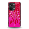 y2k magenta glittery flames back phone cover | glass case for oneplus nord 3