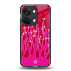 y2k magenta glittery flames back phone cover | glass case for oneplus nord 3