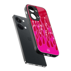 y2k magenta glittery flames back phone cover | glass case for oneplus nord 3
