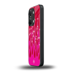 y2k magenta glittery flames back phone cover | glass case for oneplus nord 3