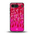 y2k magenta glittery flames back phone cover | glass case for oneplus nord 4