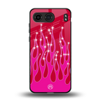y2k magenta glittery flames back phone cover | glass case for oneplus nord 4