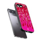 y2k magenta glittery flames back phone cover | glass case for oneplus nord 4