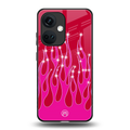 y2k magenta glittery flames back phone cover | glass case for oneplus nord ce 3