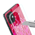 y2k magenta glittery flames back phone cover | glass case for oneplus nord ce 3
